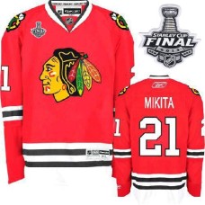Stan Mikita Jersey 21 Authentic Red Home Man With 2013 Stanley Cup Finals