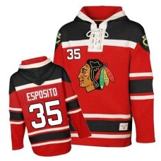 Tony Esposito Jersey Old Time Hockey 35 Red Sawyer Hooded Sweatshirt Authentic