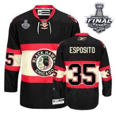 Tony Esposito Jersey 35 Authentic Black New Third Man With 2013 Stanley Cup Finals